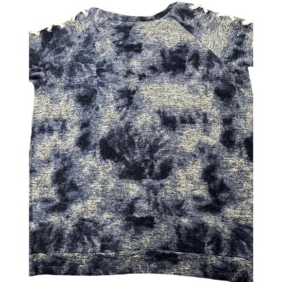 NO BO LONG SLV PULL-OVER CREW NECK TOP, WOMENS, XL(15-17)-BLUE GREY WHTE TIE DYE - Picture 7 of 12